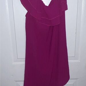 Elegant Magenta Ruffle Dress
